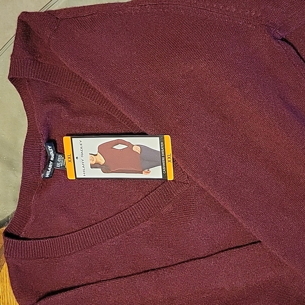 Wine colored, Hilary Radley XXL cashmere sweater